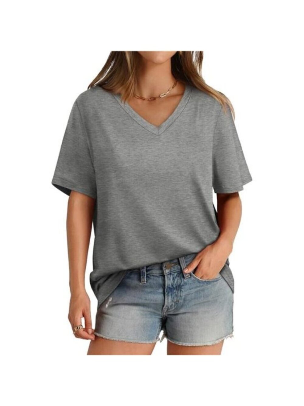 Womens V Neck Short Sleeve T Shirts Summer Tops Casual Loose Tees